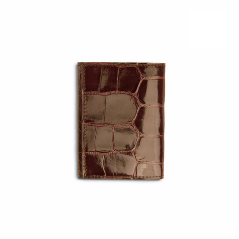 Mens Alligator Trifold Wallet in Brown