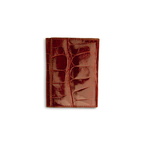 Mens Alligator Trifold Wallet in Cognac