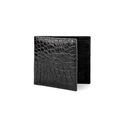 Mens Alligator Billfold Wallet in Black