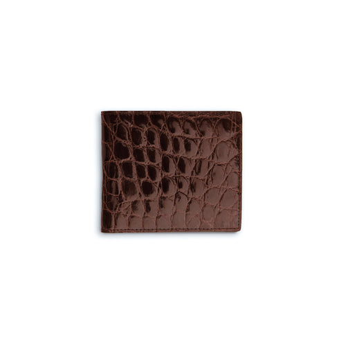 Mens Alligator Billfold Wallet in Brown