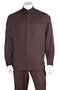 Mens Long Sleeve Mandarin Collar Casual Leisure Set in Brown