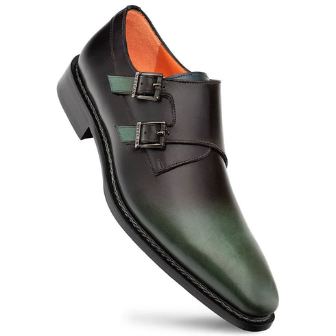 Pintor Forest Bi-Tone Double Monk Strap Shoes By Mezlan Made In Spain Brand