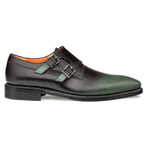 Pintor Forest Bi-Tone Double Monk Strap Shoes By Mezlan Made In Spain Brand