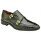 Belvedere Valiente Antique Forest Green Genuine Ostrich Leg Double Monk Strap Shoes