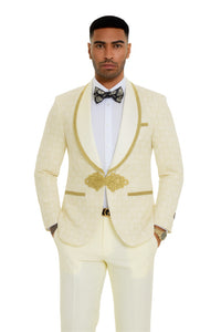 2025 Ivory and Gold 2pc Men's Suit by Tazzio
