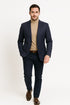 Mens Two Button Navy Cashmere Jacket with Notch Lapel