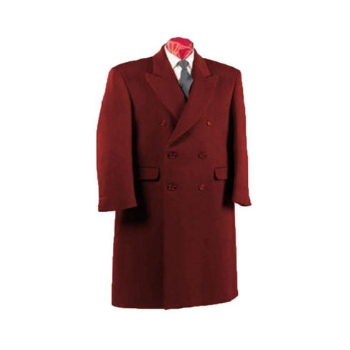 Fully Lined Dark Burgundy Wool Long Overcoat