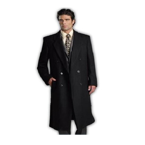 Fully Lined Double Breasted 6 Buttons Long Mens Dress Topcoat - Mens Overcoat Designer Men's Wool Mens Overcoat