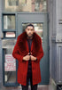 Fur Collars Mens Red Overcoat - Mens Peacoat Red Wool And Cashmere Red Winter Coat