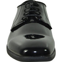 Bravo Mens Shiny Patent Plain Toe Tuxedo Dress Shoe in Black