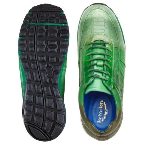 Belvedere George Multi Pine Green Genuine Ostrich Leg Sneakers