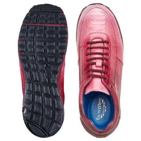 Belvedere George Multi Rose Pink Genuine Ostrich Leg Sneakers