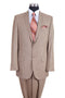 Mens Classic 2PC Pleated Pant Suit with Lapel Stitching in Tan