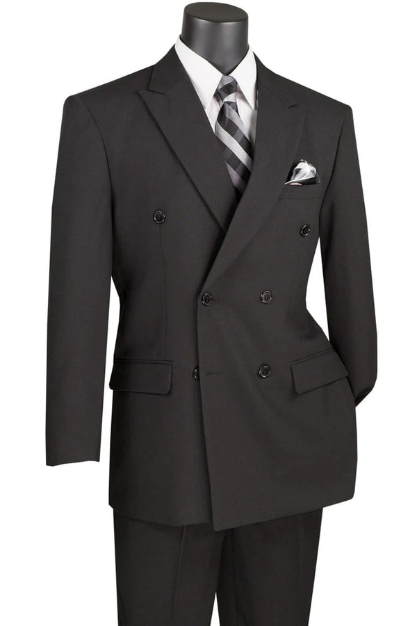 Mens Classic Double Breasted Poplin Suit In Black