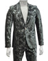 Mens 1 Button Slim Fit Faux Leather with Patch Pockets Green Suit