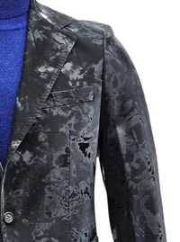 Camouflage Design Two Piece Slim Fit Suit Black