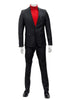 Mens One Button Peak Lapel Suit Black on Black