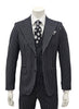Black Pinstripe Slim Fit 3-Piece Suit — front view