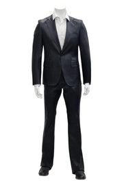 Mens 1 Button Slim Fit Leather Suit Black