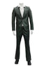 Mens 1 Button Slim Fit Leather Suit Olive