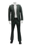 Mens 1 Button Slim Fit Leather Suit Olive