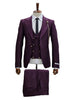 Mens Giovanni Testi Eggplant 3 Piece Suit – Slim Fit 1 Button Peak Lapel Formal Tuxedo Suit
