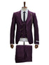 Mens Giovanni Testi Eggplant 3 Piece Suit – Slim Fit 1 Button Peak Lapel Formal Tuxedo Suit