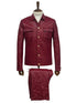 Two Piece Slim Fit Faux Leather Casual Suit Burgundy