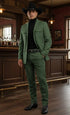 Mens Giovanni Testi Slim Fit Green Suit – 2 Piece 4 Button Formal Suit with Notch Lapel