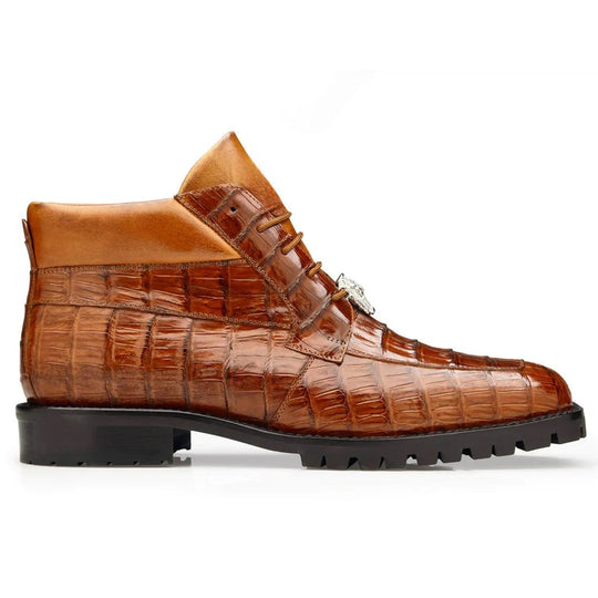 Men's Belvedere Gallardo Caiman Crocodile Dress Hiker Boot in Sport Rust