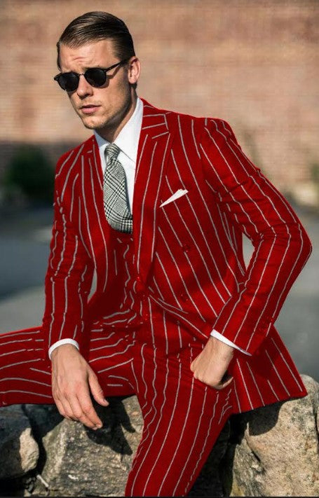 Hot Red Pinstripe Suit - Gangster Suit - 1920's Suit