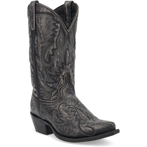 Laredo Garrett Black Distress Leather Snip Toe Boots for Men