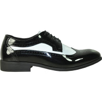 Bravo Mens 1920's Gangster Wingtip Dress Shoe in Black and White