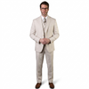 Mens Ticket Pocket Peak Lapel Double breasted Vest 100% Wool Tom Ford Style Modern Fit in Color "Tan" By Statement
