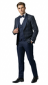 Men's Navy Blue Velvet Patterned Shawl Lapel Tuxedo Set for Wedding & Prom