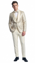 Men's Ivory Shiny Patterned Shawl Lapel Tuxedo Set for Wedding & Prom