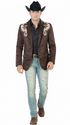 Mens Cowboy Blazer - Western Jacket in Color "Brown" Ultra Slim Fitted (Buy 1 Size UP)
