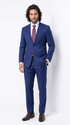Statement Men's Modern Fit 2 Piece 100% Super 200 Wool Suit Peak Lapel in Navy - image 8