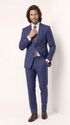 Statement Men's Modern Fit 2 Piece 100% Super 200 Wool Suit Peak Lapel in Navy - image 6
