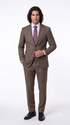 Statement Men's Modern Fit 2 Piece 100% Super 200 Wool Suit Peak Lapel in Taupe - image 6