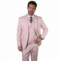 Mens Ticket Pocket Peak Lapel Double breasted Vest 100% Wool Tom Ford Style Modern Fit in Color "Pink" By Statement