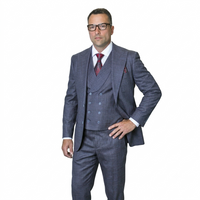 Mens Ticket Pocket Peak Lapel Double breasted Vest 100% Wool Tom Ford Style Modern Fit in Color "Navy" By Statement
