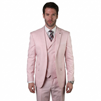 Mens Ticket Pocket Peak Lapel Double breasted Vest 100% Wool Tom Ford Style Modern Fit in Color "Pink" By Statement