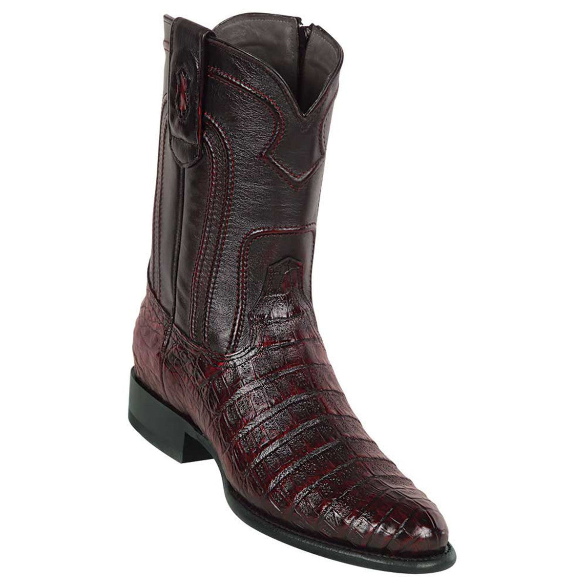 Los Altos Men's Genuine Caiman Belly Cherry Black Roper Toe Boots ...