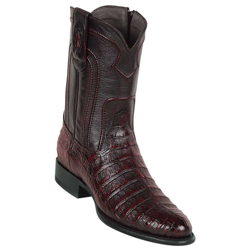 Los Altos Men's Genuine Caiman Belly Cherry Black Roper Toe Boots