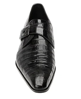 Gigolo Crocodile Monk Strap Black By Mezlan Made In Spain Brand