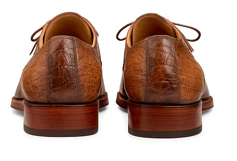 Giovane Fuscus Cap Toe Derby Camel Crocodile Shoes By Mezlan Made In Spain Brand