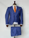 Giovanni Testi Suits With Double Breasted Vest - 3 Pieces Fiber Blue Peak Lapel Suit