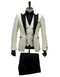 Giovanni Testi Suits With Double Breasted Vest - 3 Pieces Ivory and Black Peak Lapel Suit