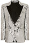 Glitter Tuxedo Dinner Jacket - Sequin Blazer - Sliver Flashy Stage Sport Coat By Alberto Nardoni